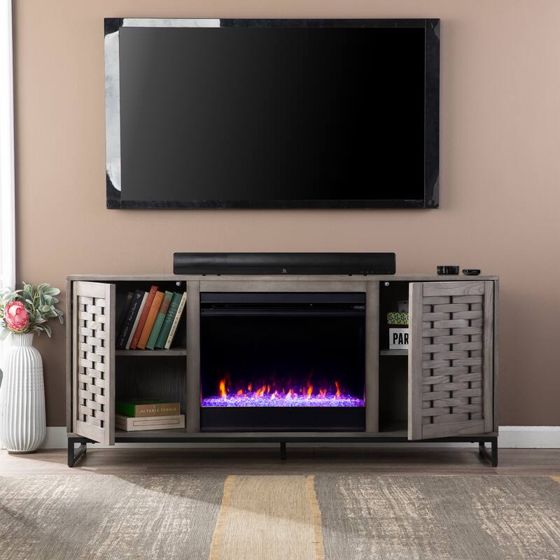 SEI Furniture Akehurst Electric Fireplace TV Stand with Media Storage
