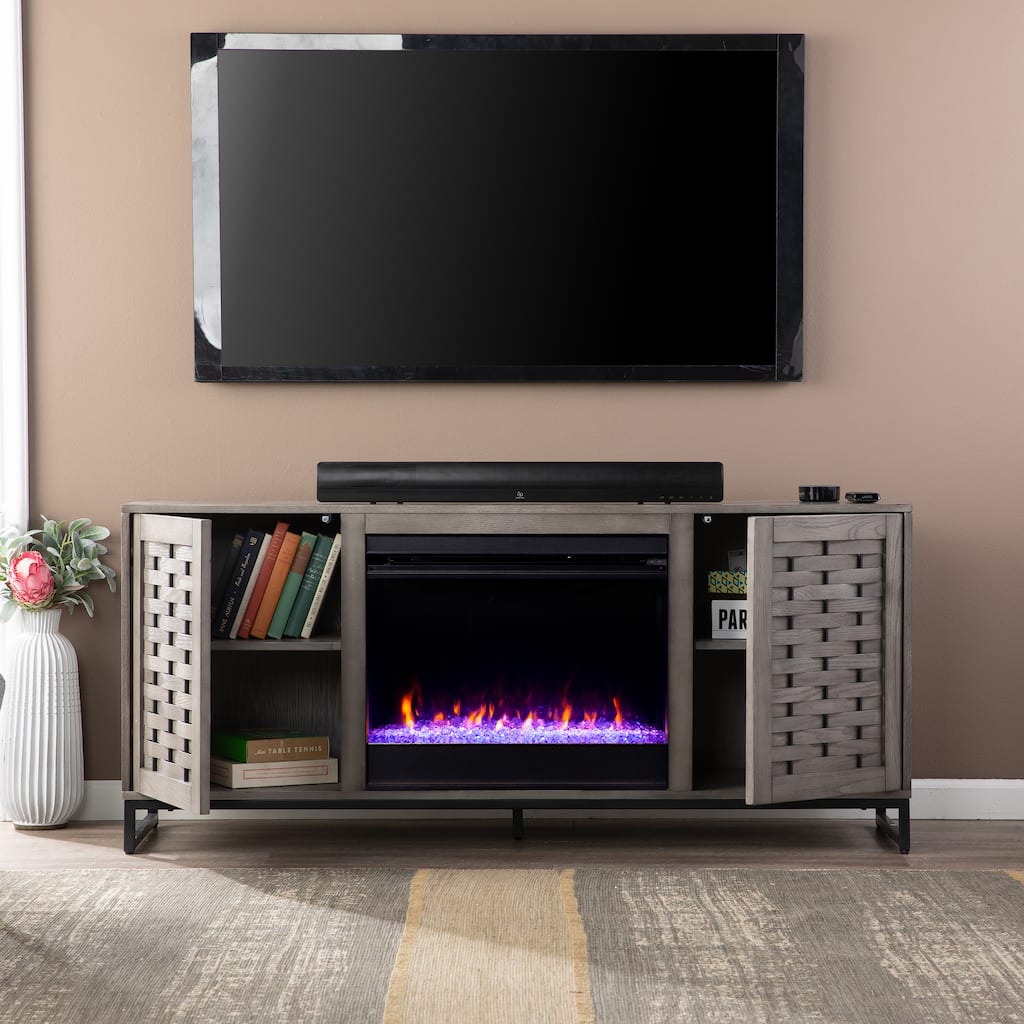 SEI Furniture Akehurst Electric Fireplace TV Stand with Media Storage
