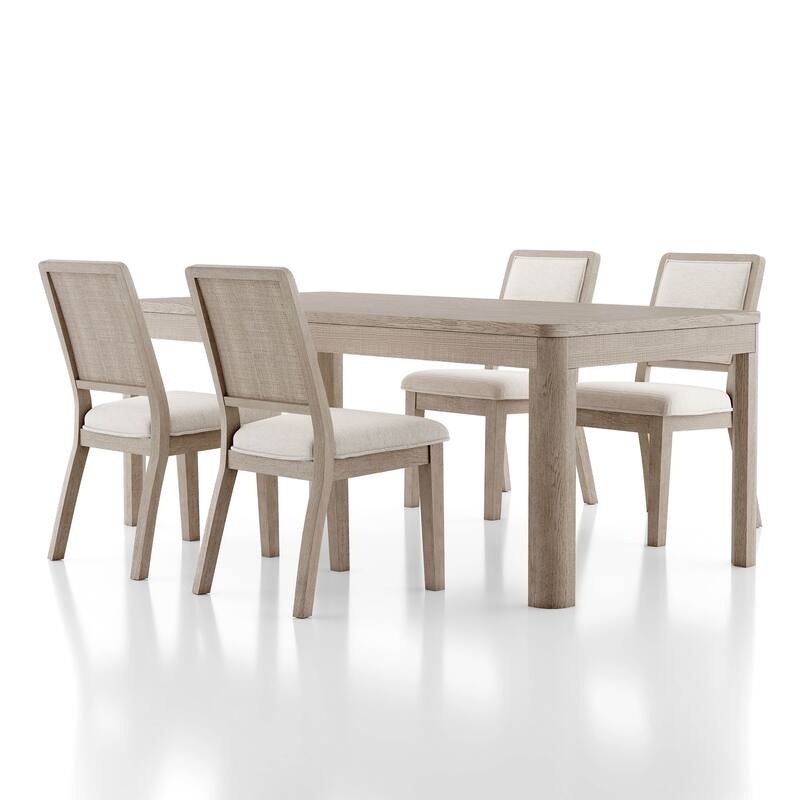 Furniture of America Billet Modern 5-Piece Natural Oak Wood Dining Table Set