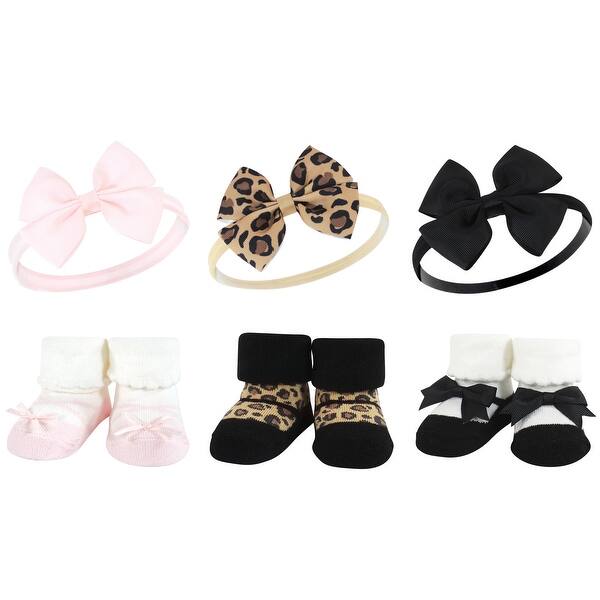 slide 1 of 1, Hudson Baby Infant Girl Headband and Socks Giftset, Leopard, One Size - Leopard Leopard - One Size