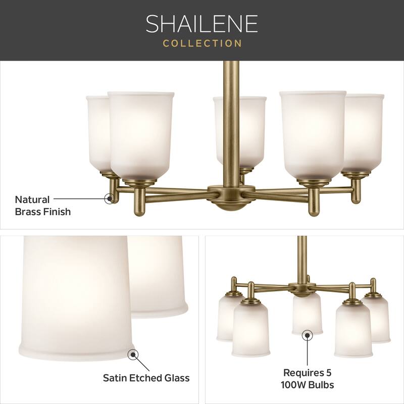 Kichler Lighting Shailene 23.75 in. 5-Light Natural Brass Chandelier - 23.75 in