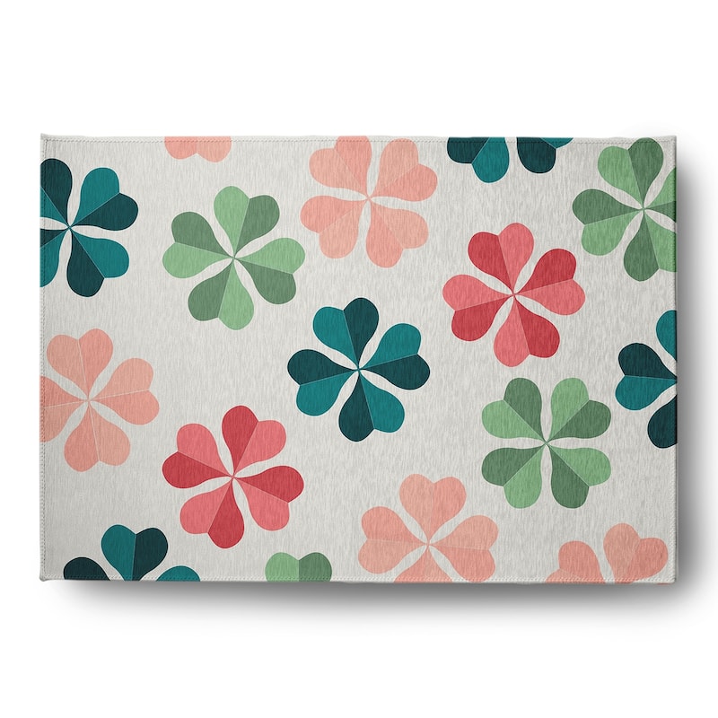 Lucky Patch St. Patrick's Day Chenille Indoor/Outdoor Rug - Ocean Abyss Green - 5' x 7'