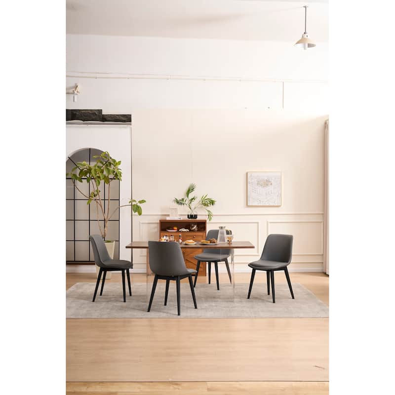 Dining Chair, Set of 4 Modern Kitchen Dining Room Chairs, Plastic Upholstered Dining Accent Chairs with Plastic Leg