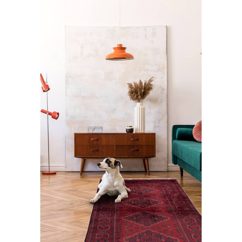 ECARPETGALLERY Hand-knotted Finest Khal Mohammadi Red Wool Rug - 3'1 x 6'7