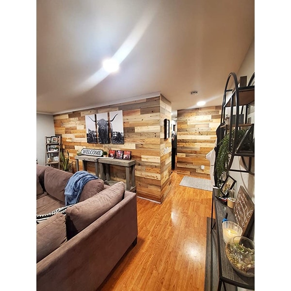 Timberchic Reclaimed Wooden Wall Planks - Peel and Stick Application (River Planks). Opens flyout.