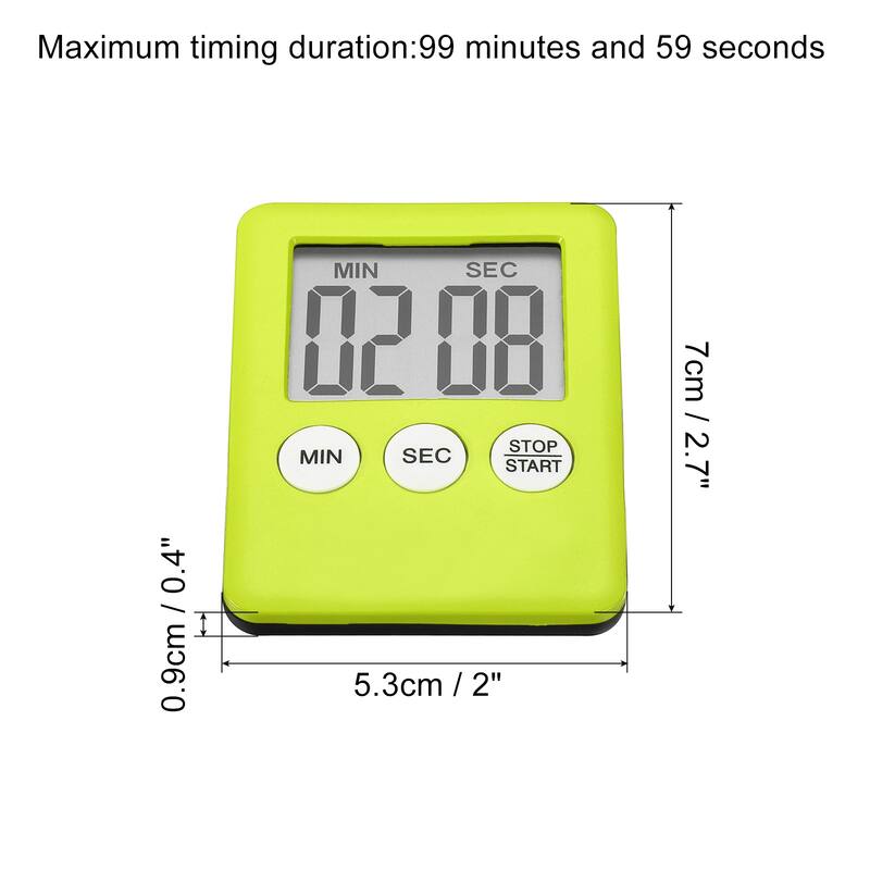 Digital Timer,2Pcs Small Count Down/UP Clock with Magnetic,Kitchen Timer Yellow - Yellow