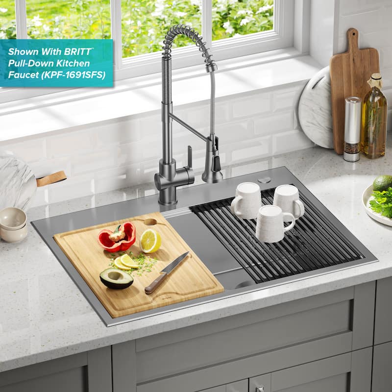 Kraus KWT302-30 Kore 30" Drop In Double Basin Stainless Steel Kitchen