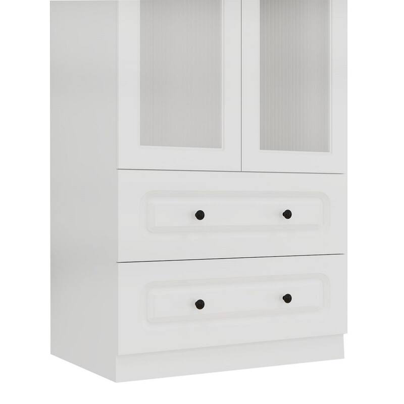 HomeRoots 71" White Wood Two Door Two Drawer Combo Dresser