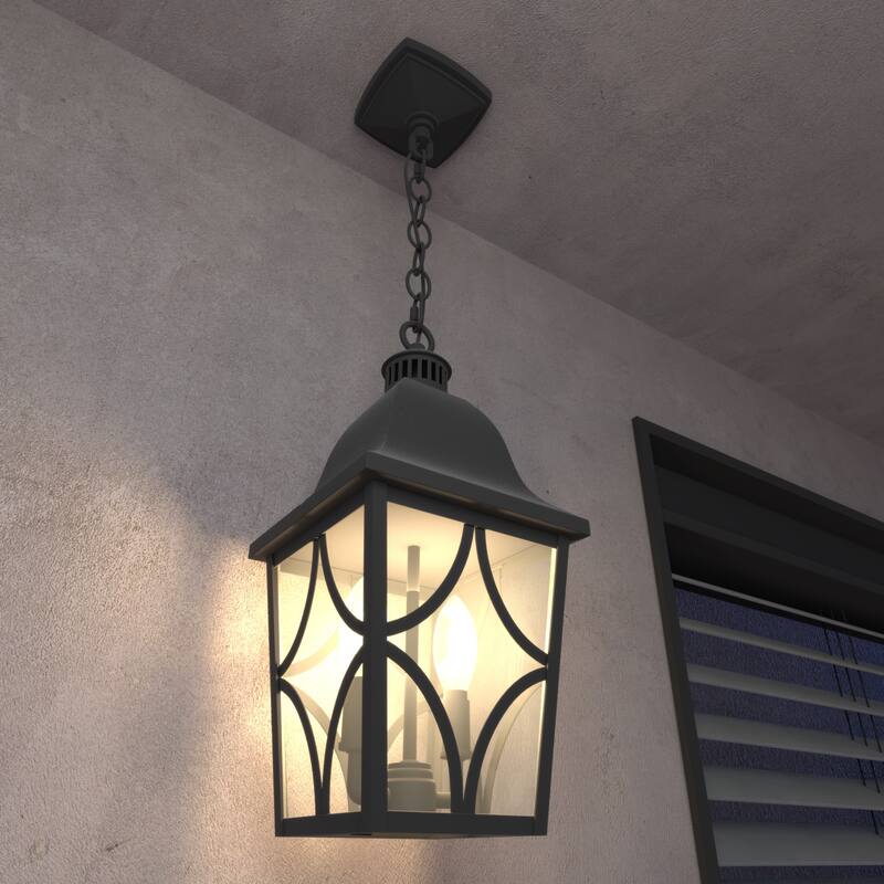 16" Elegant Matte Black Outdoor Wall Lantern with Clear Glass - Waterproof Sconce for House, Garage, and Front Door Lighting - 1 Pack - Pendant