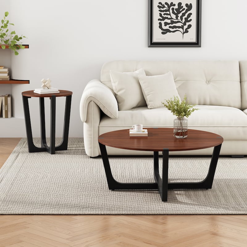 Christopher Knight Home- Jessie Acacia Wood Coffee and Side Table set - Table Set - Brown+Black