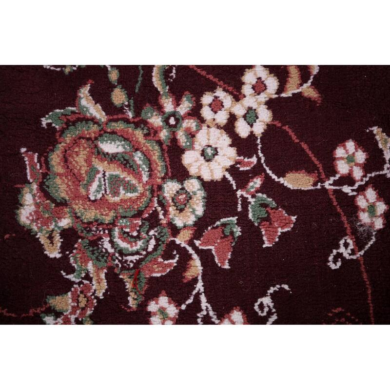 Victorian Style Burgundy Tabriz Area Rug Machine Made Carpet - 9'9" x 12'9"