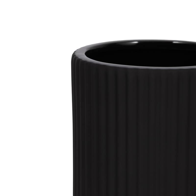 Sagebrook Home Ceramic Ridged Vase Classic Decorative Vase for Home or Office Flower Display