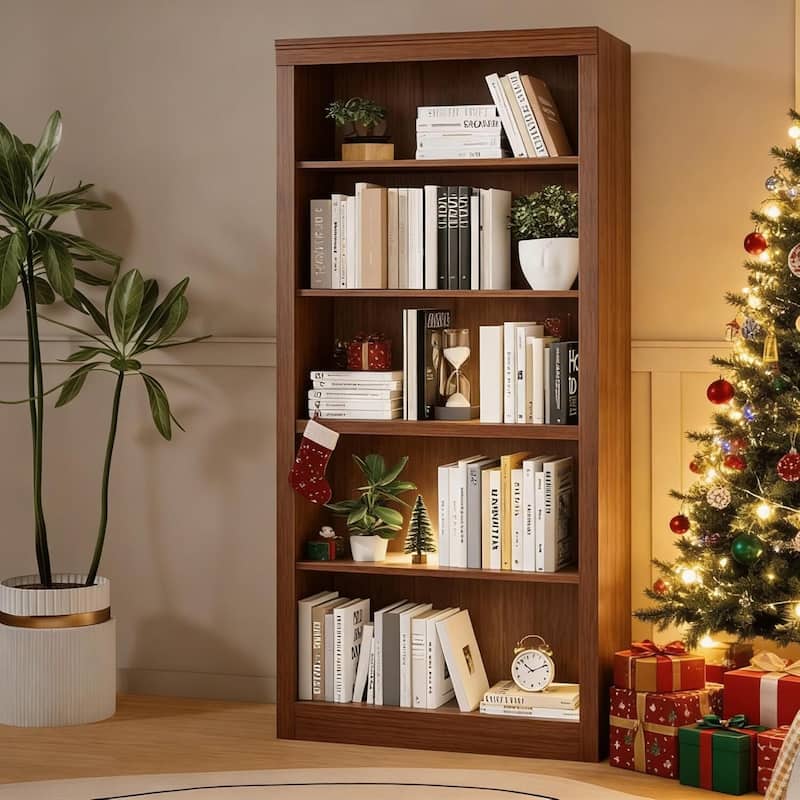 71 in 5 Tiers Tall Bookcase, Floor Standing Display Shelves for Bedroom - N/A
