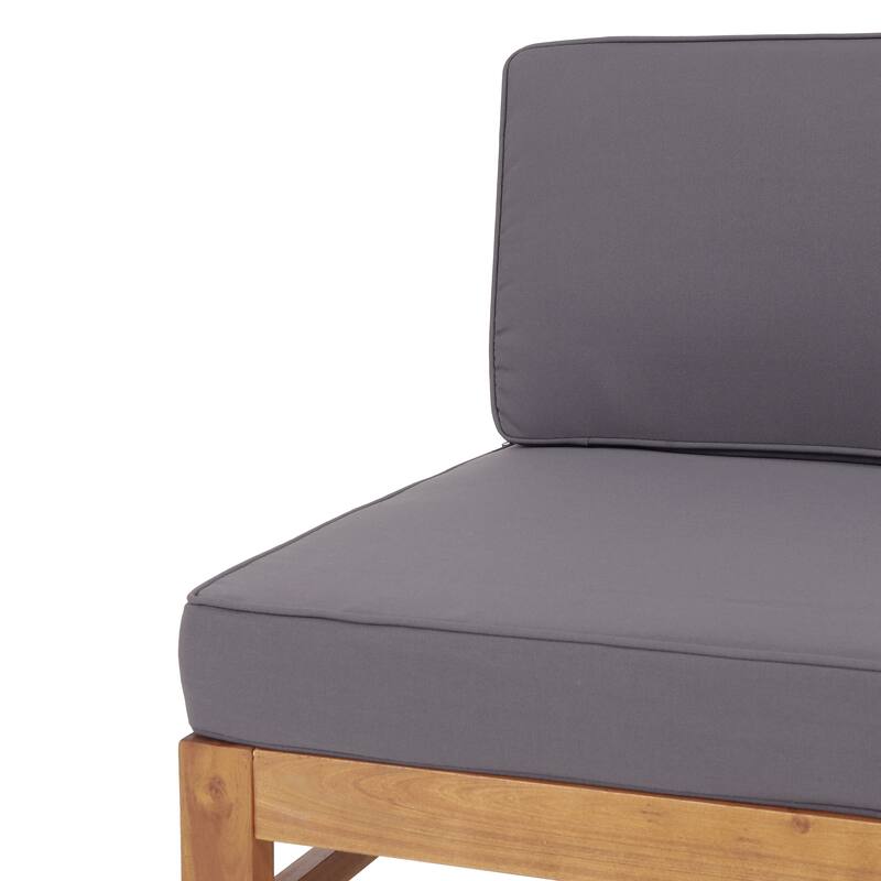 Aston Outdoor Acacia Wood Chat Set with Cushions by Christopher Knight Home