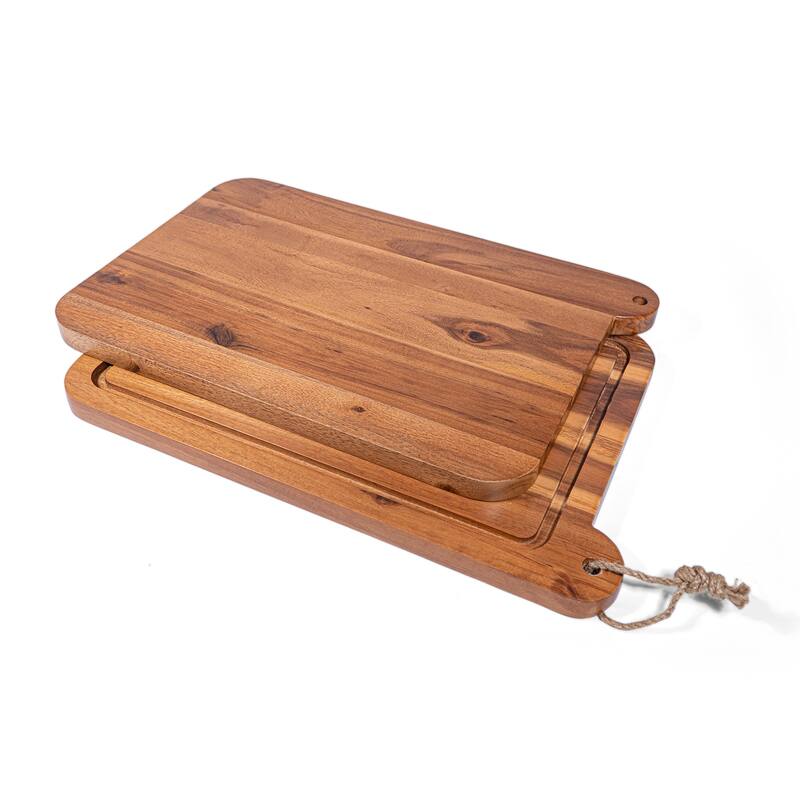 Premium Acacia Wood Cutting Board Set of 3 with Display Stand