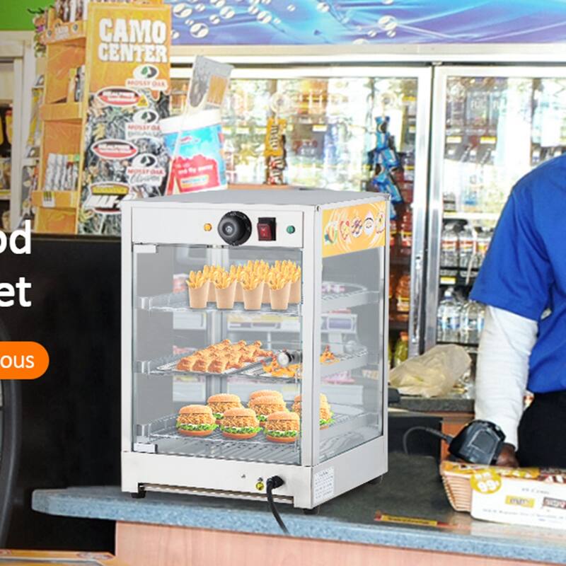 3-Tier Commercial Food Warmer Display with LED Lighting and Temp Knob