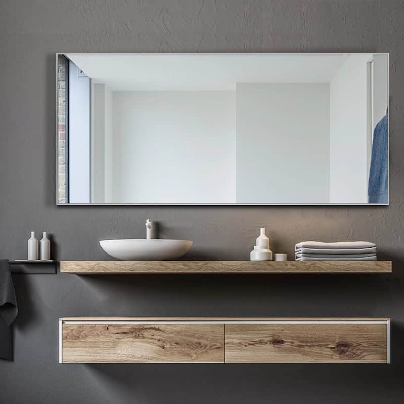 Modern Aluminum Alloy Thin Framed Full Length Floor Mirror
