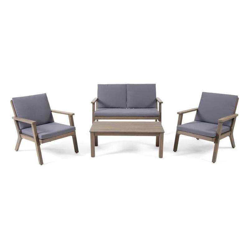 4 Pieces Patio Chat Set, Bistro Set, All-Weather Conversation Set