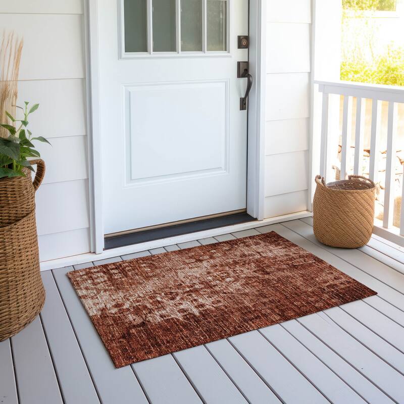 Machine Washable Indoor/ Outdoor Chantille Abstract Modern Rug