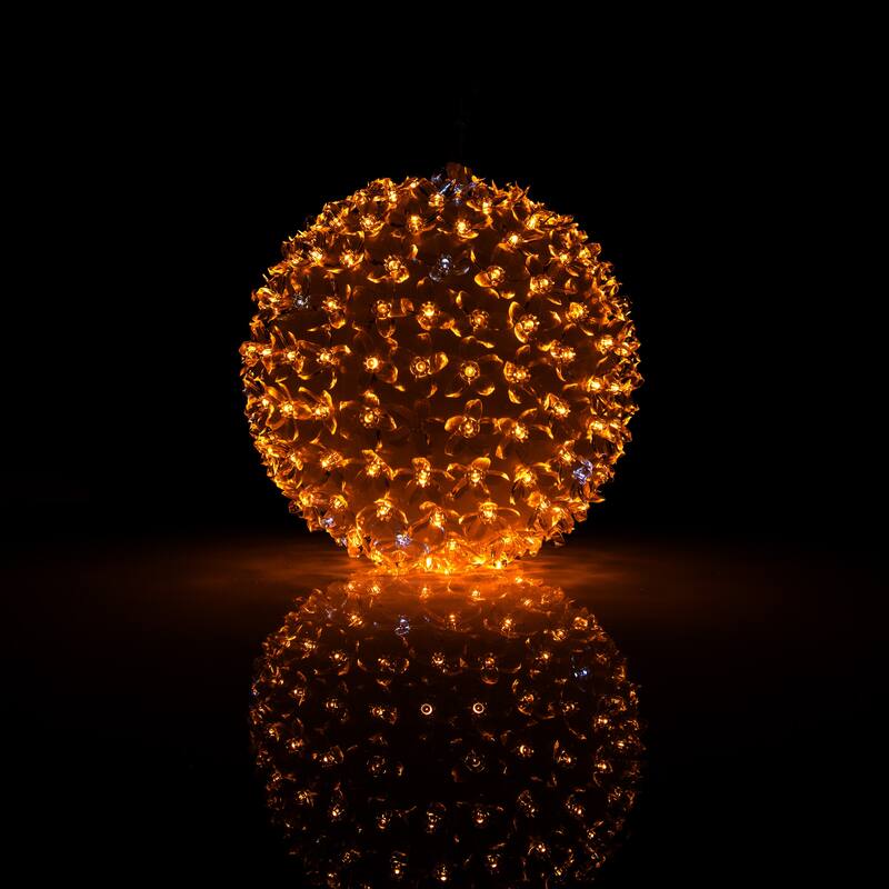 Alpine Corporation 8"H Indoor/Outdoor Christmas Flashing Sphere Hanging Ornament with LED Lights