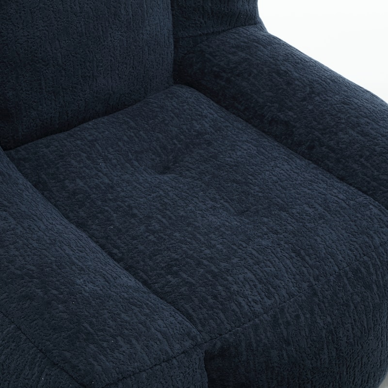 Blue Modern 38.5" Velvet Upholstered Accent Chair with Memory Foam and Ottoman for Living Room