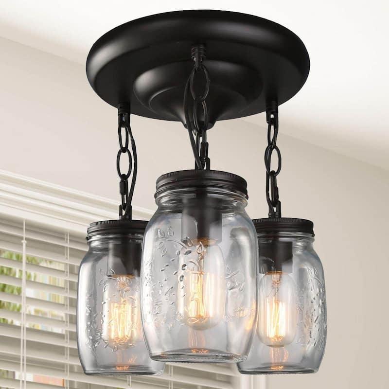 LNC Glass Modern 3Light Jar Ceiling Lights Semi Flush Mount Ceiling