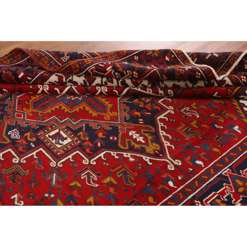 Hand Knotted Oriental 100% Wool Carpet Traditional Medallion Red Heriz Area Rug - 10' 10'' X 7' 8''
