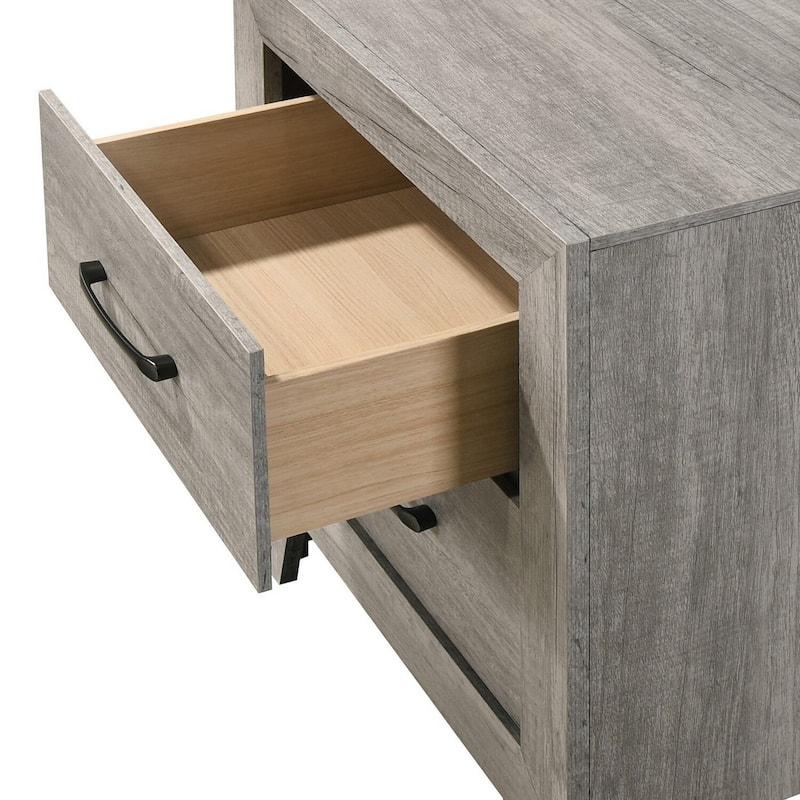 Driftwood Gray 2 Drawer 21.6 in. W Nightstand with Sturdy Hardware and Ample Storage