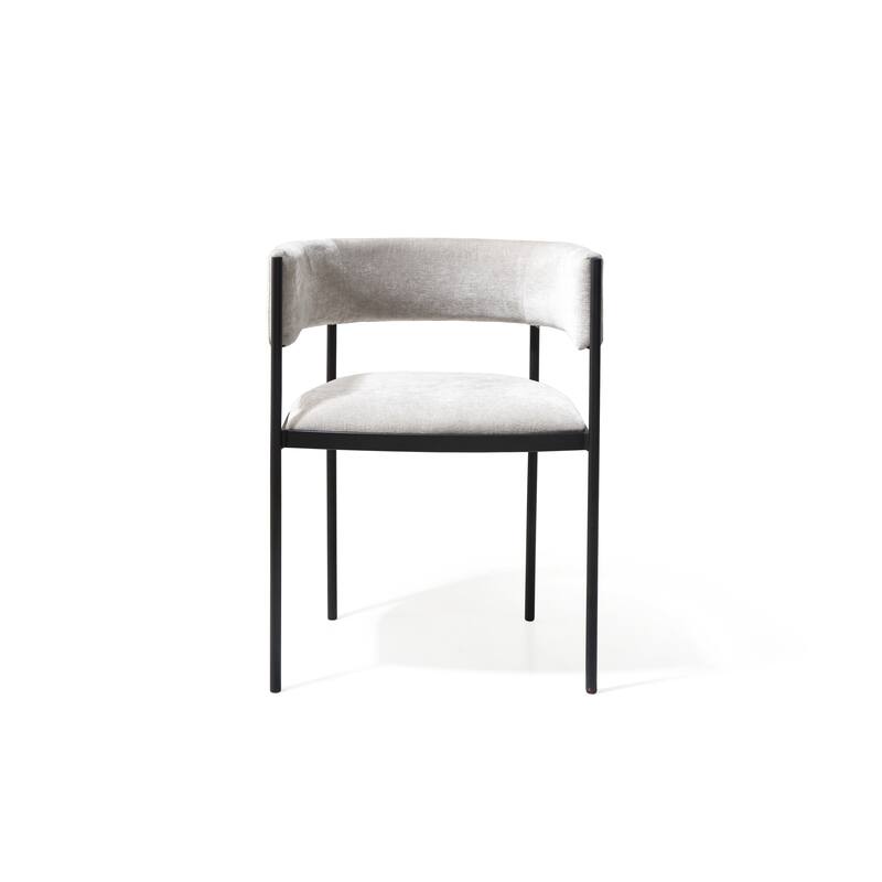 HomeRoots Set of Two Light Gray and Black Fabric and Steel Open Back Dining Arm Chairs - 23.00 in. x 28.00 in. x 20.00 in.