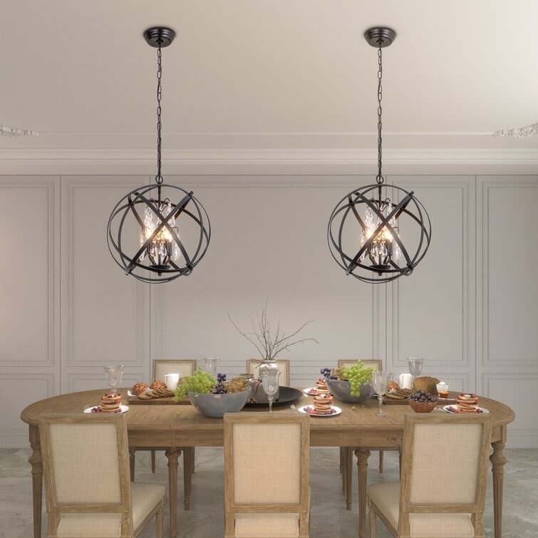 Maxax 4-Light Unique/Statement Globe Chandelier with Crystal-image