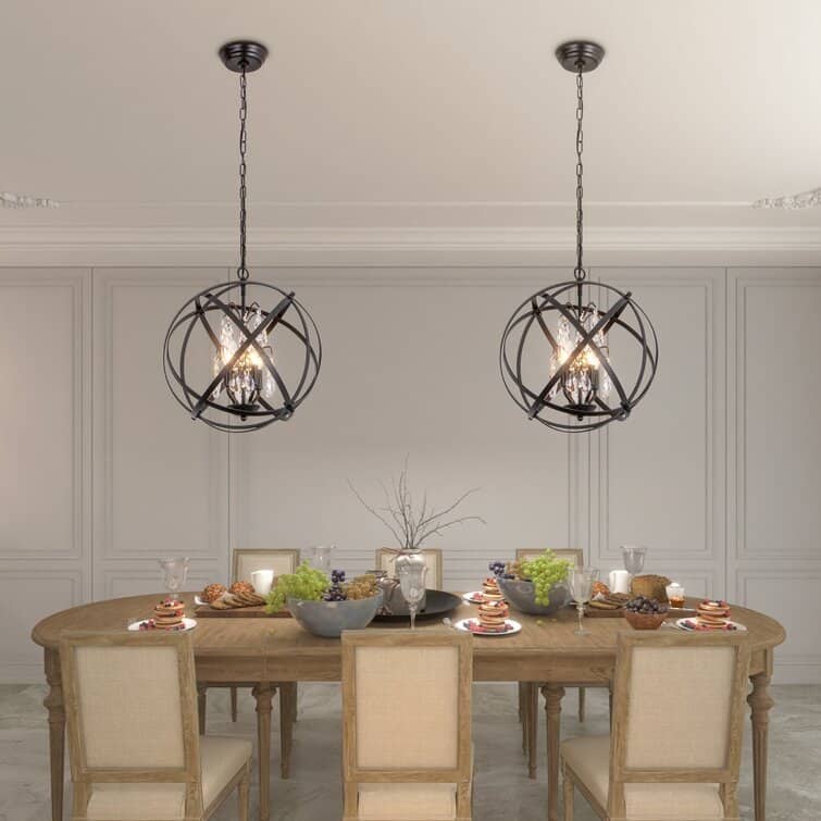Maxax 4-Light Unique/Statement Globe Chandelier with Crystal
