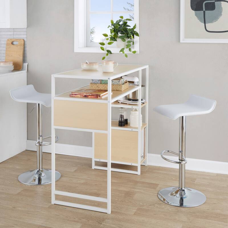 The Gray Barn Morello Upholstered 3-Piece Bar Set with Storage Space