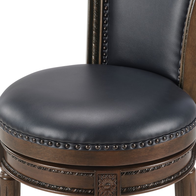 Traditional 26" Counter-Height Wood Swivel Barstool with Nailhead Trim