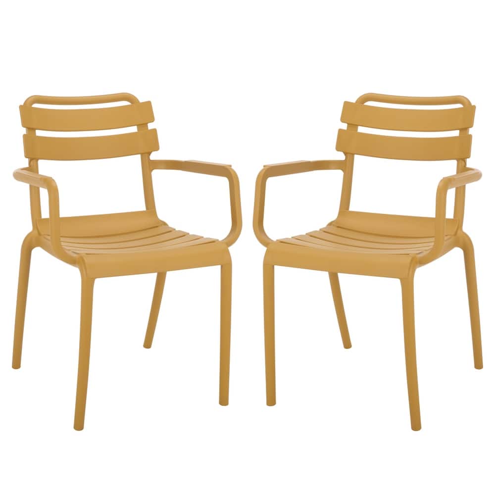 SAFAVIEH Outdoor Living Sarah Stacking Dining Armchair (Set of 2) - 21"W x 23"D x 32"H