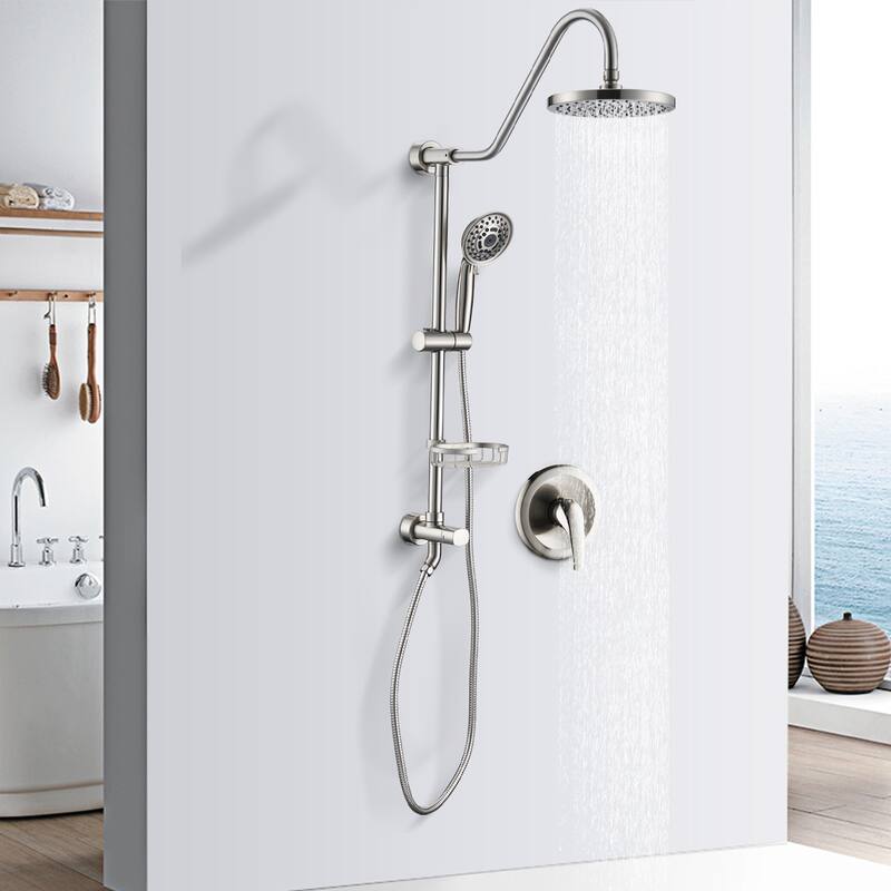 Proox 5-sprayer Rain Shower Faucet with Handheld Shower Soap Dish