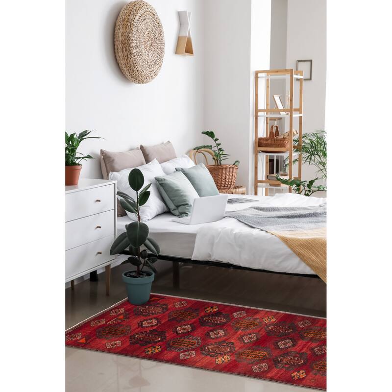 ECARPETGALLERY Hand-knotted Konya Anatolian Red Wool Rug - 3'5 x 8'3