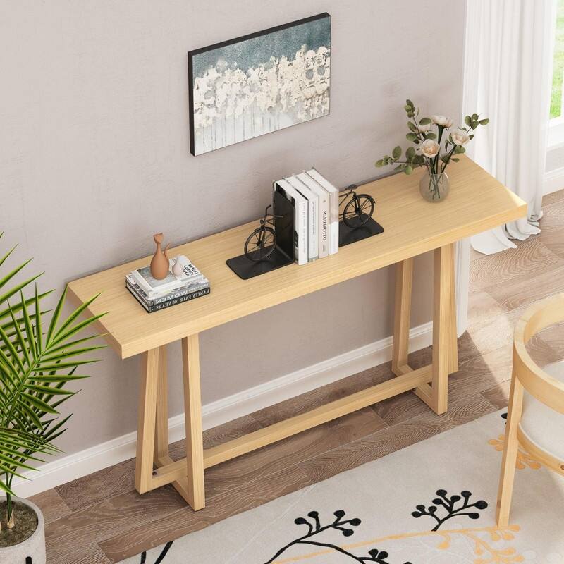 Stylish 60" Console Table, Rectangular Outdoor Entryway Table with Sturdy Construction for Hall Use