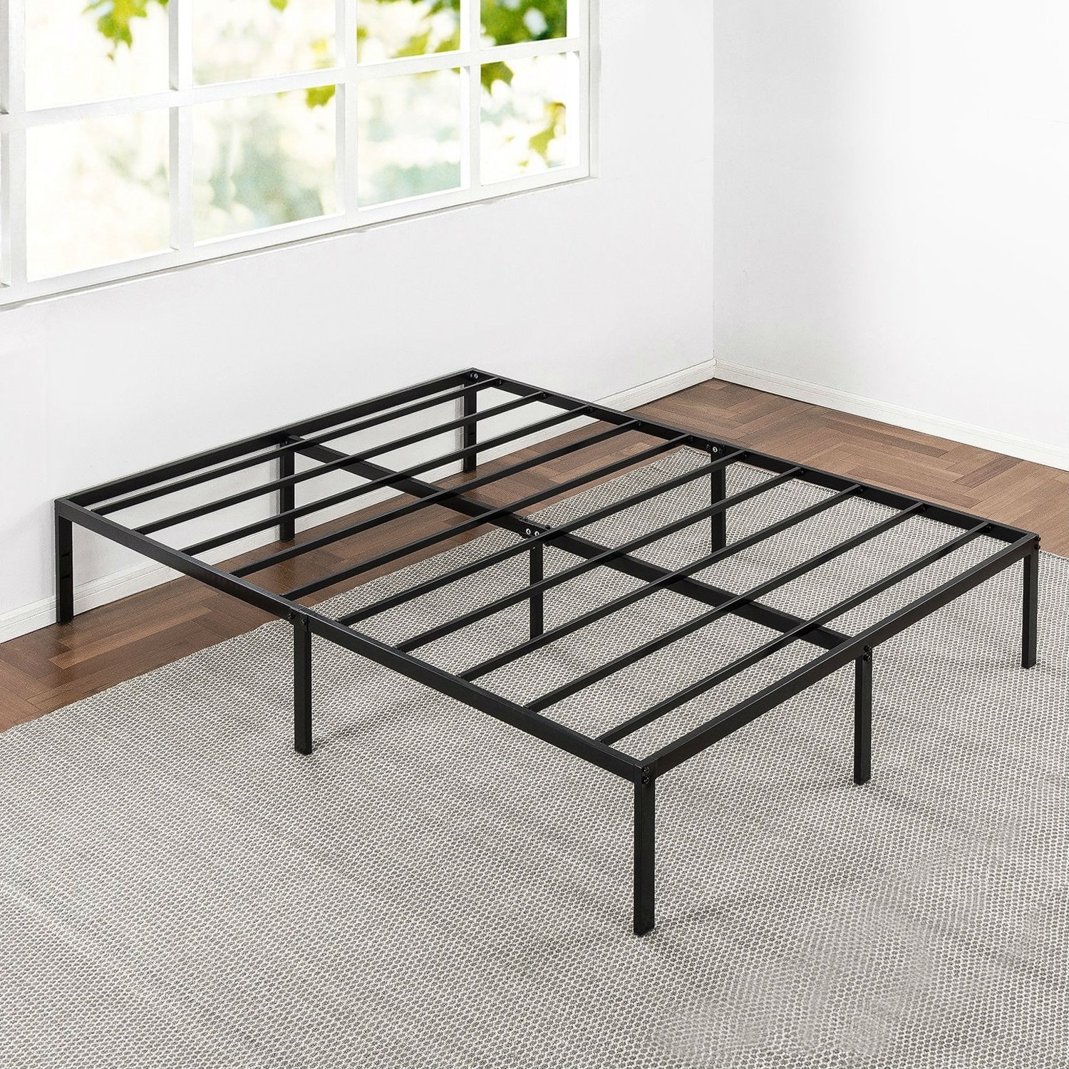 Metal platform bed frame with headboard attachment cheap