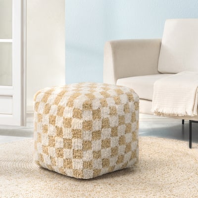 Jani 20-inch Ottoman Pouf - Handcrafted Handmade Ottoman for Seating, Footrest, Home Decor for Living Room, Bedroom