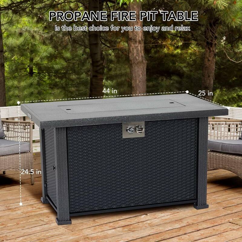 44 Inch Propane Fire Pit Table, 50000Btus Fire Table with Cover - 44 Inch