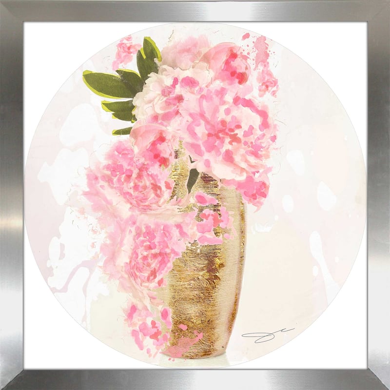 "Gold Vase with Pink Flowers" by Jodi Print on Acrylic