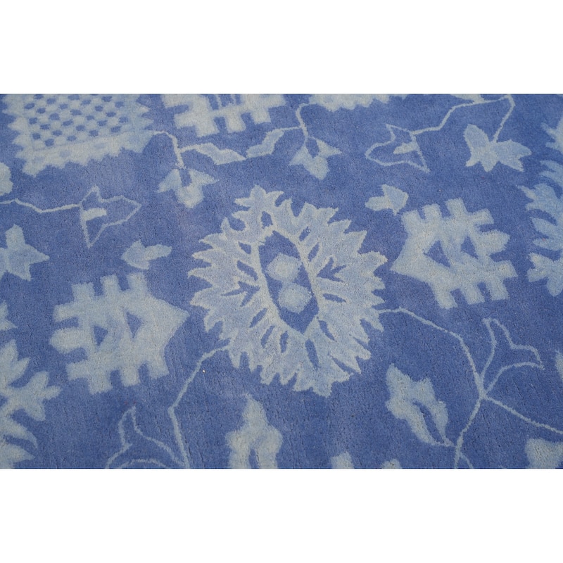 Hand-tufted Wool Blue Traditional Oriental Overdyed Rug