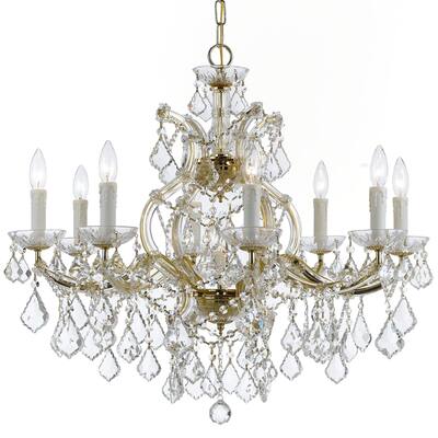 Maria Theresa 9 Light Clear Swarovski Strass Crystal Gold Chandelier - 26'' W x 23'' H