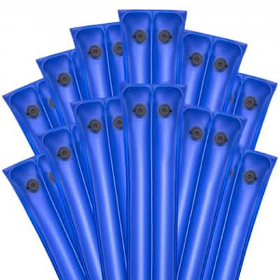 12-Pack Blue PVC 26 Gauge Pool Cover Water Bags with Dual Chamber Anti-Roll Design - 93.70 x 11.81 inch