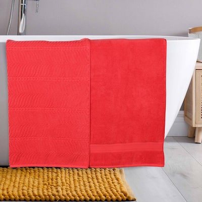 Superior Chevron Zero Twist Solid and Jacquard Cotton Bath Sheet Set of 2