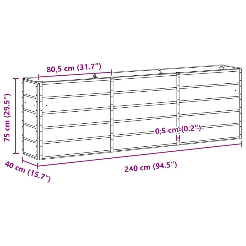 vidaXL Planter in Steel - 39.37 x 15.75 x 17.72"