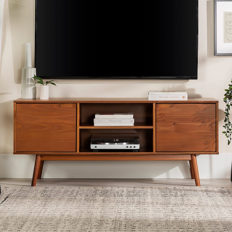 Middlebrook 58-inch Mid-Century Solid Wood TV Stand - Caramel