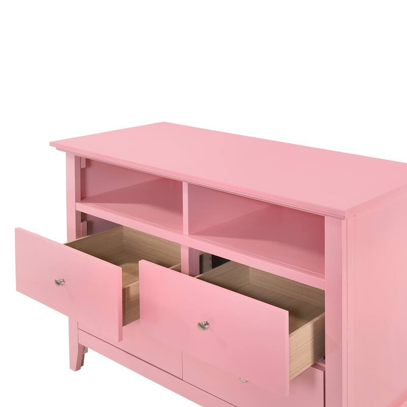 4-Drawer Wooden TV Media Chest - 42" - Pink