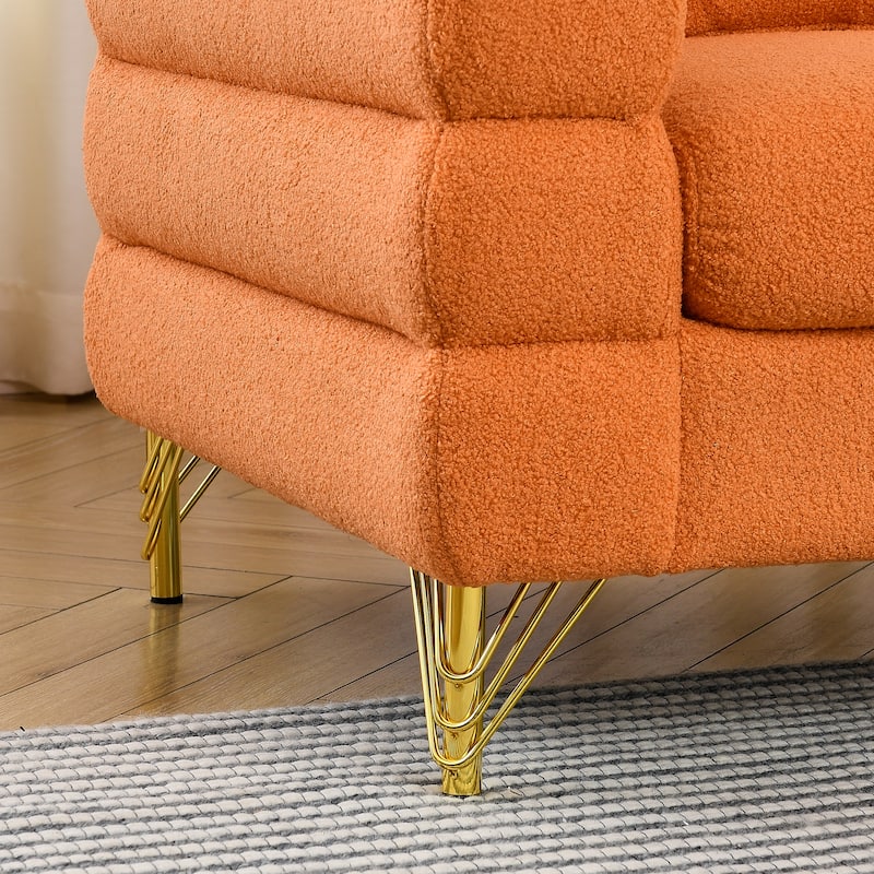 Living Room L-shaped Sectional Sofa Teddy Fabric Corner Couch