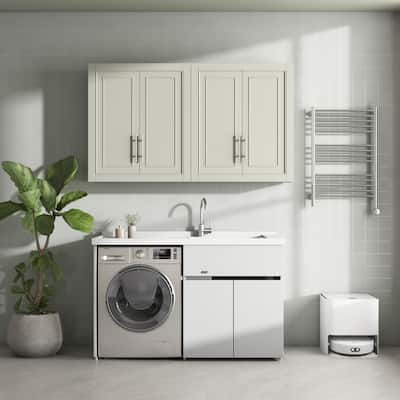 Solid wood Large Capacity Utility Bathroom Storage Cabinet with Adjustable Shelves